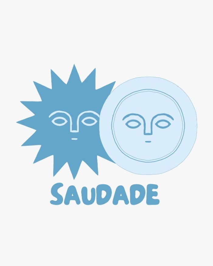Logo Saudade, soleil et lune, version bleue