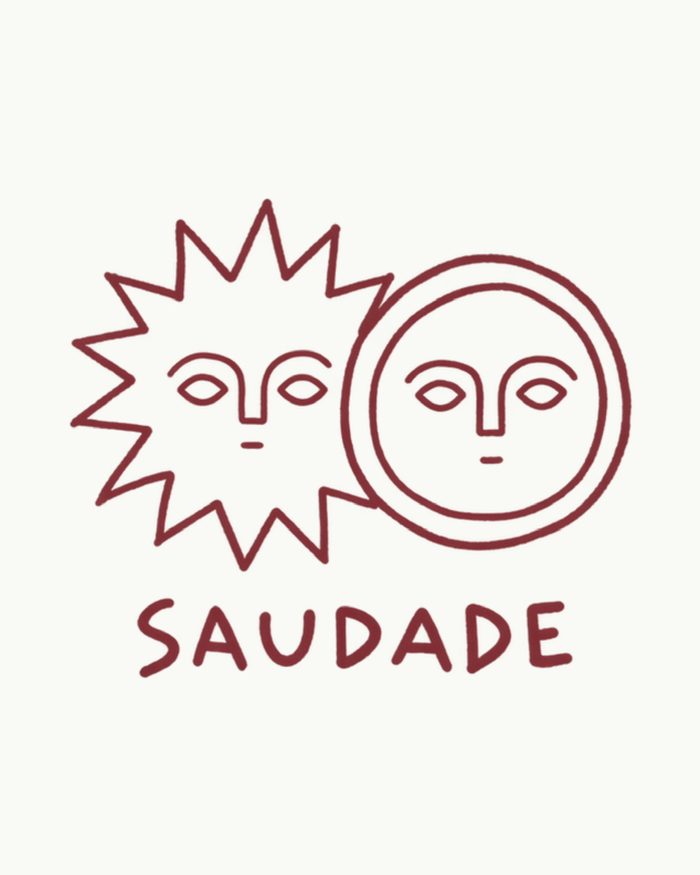 Logo Saudade au trait fin, bordeaux