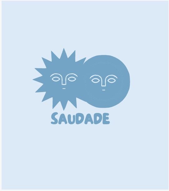 Logo Saudade bleu sur fond bleu clair