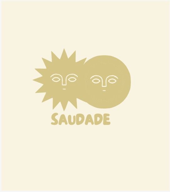 Logo Saudade sable sur fond jaune pâle