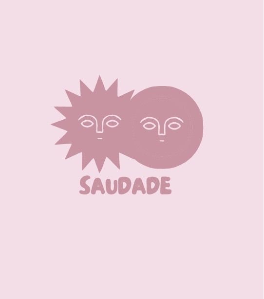 Logo Saudade rose sur fond rose pâle